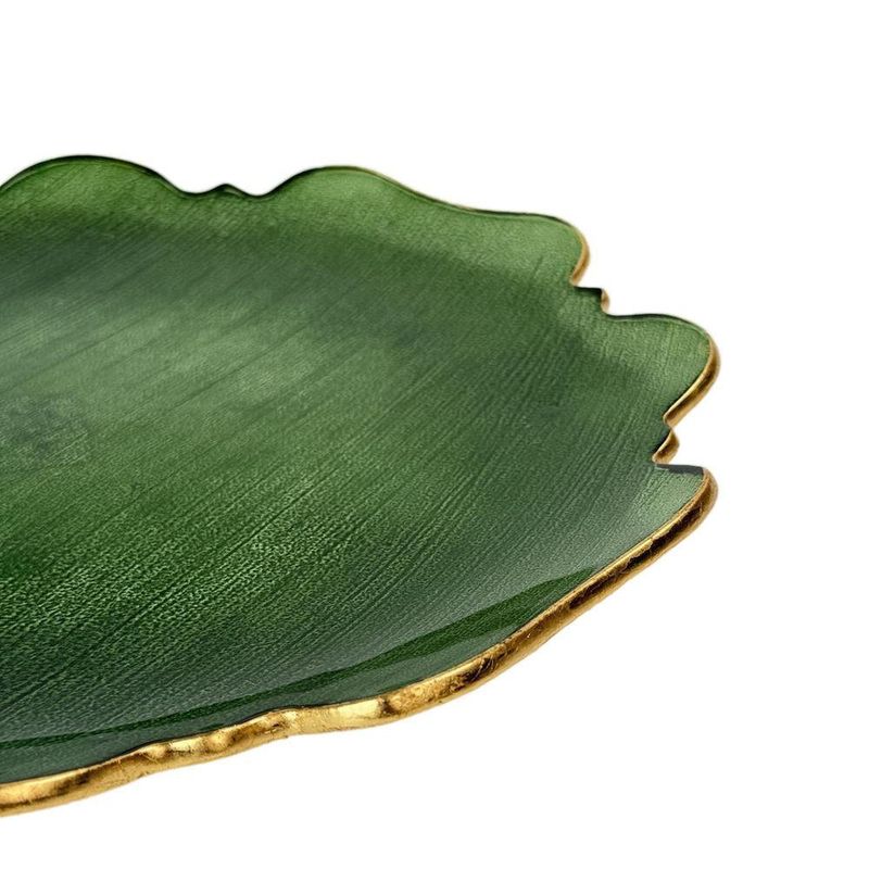 Plato Base de Vidrio de 33 x 33 Cm Color Verde