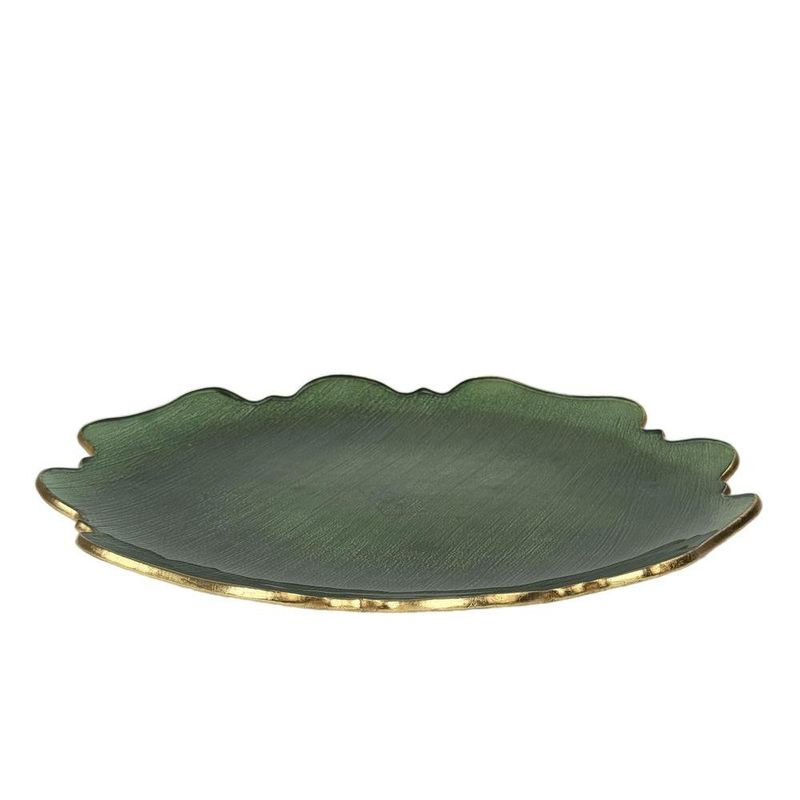 Plato Base de Vidrio de 33 x 33 Cm Color Verde
