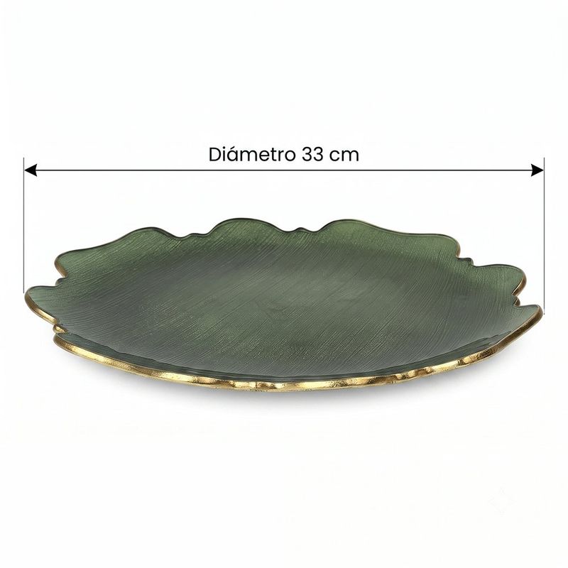Plato Base de Vidrio de 33 x 33 Cm Color Verde
