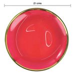 Plato Base de Vidrio de 21 x 21 Cm Color Rojo con Borde Dorado
