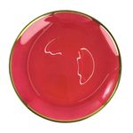 Plato Base de Vidrio de 27 x 27 Cm Color Rojo con Borde Dorado