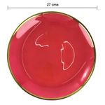 Plato Base de Vidrio de 27 x 27 Cm Color Rojo con Borde Dorado