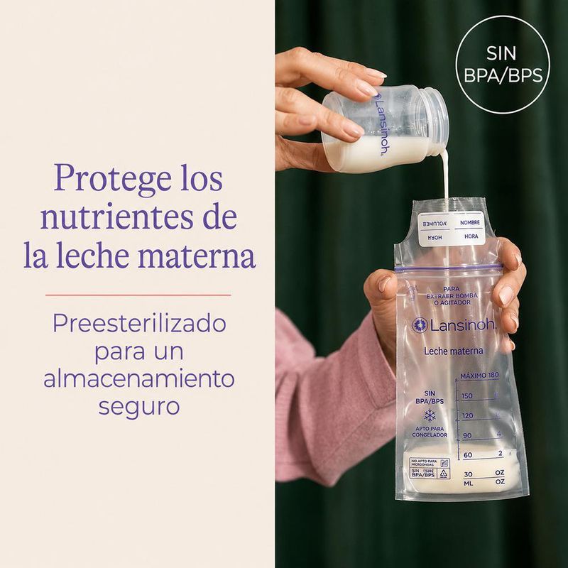 Bolsas de Almacenamiento para Leche Materna 6 Oz Doble Sello con Cierre de Color y Pico para Servir, 200 Unidades