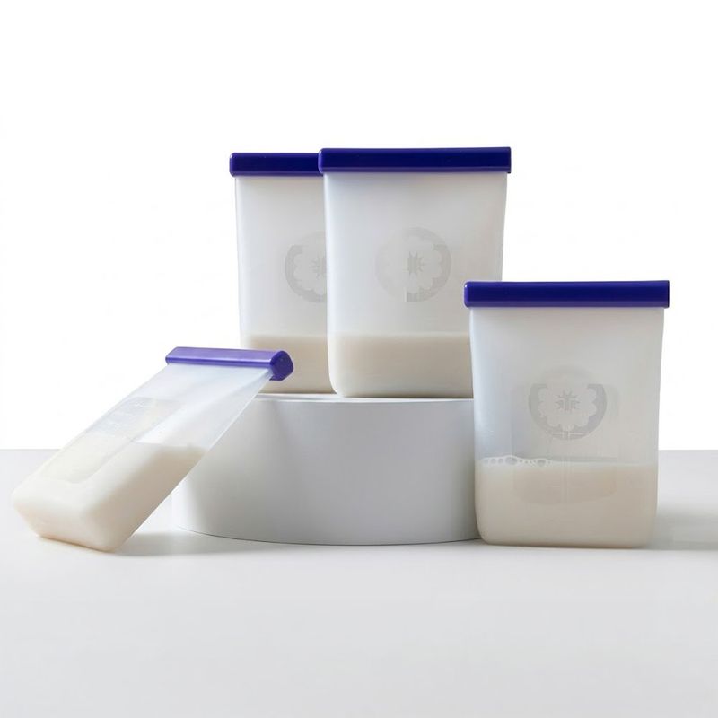 Bolsas Reutilizables para Leche Materna de Silicona 8 Oz con Doble Sello y Marcador Incluido, 5 Unidades