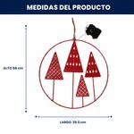Placa Colgante Decorativa de Metal con Luces 39.5 x 0.5 x 58 Cm Diseño Pinos Color Rojo