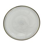 Plato Base de Vidrio de 33 x 33 Cm Color Blanco y Dorado