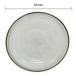 Plato Base de Vidrio de 33 x 33 Cm Color Blanco y Dorado