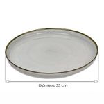 Plato Base de Vidrio de 33 x 33 Cm Color Blanco y Dorado
