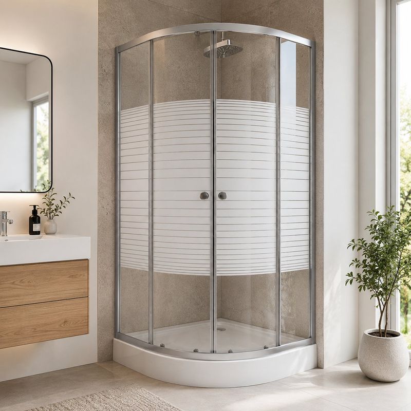 Cabina de Ducha Color Cromo 90 x 192 cm Diseño Curvo