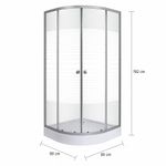 Cabina de Ducha Color Cromo 90 x 192 cm Diseño Curvo