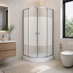 Cabina de Ducha Color Cromo 90 x 192 cm Diseño Curvo
