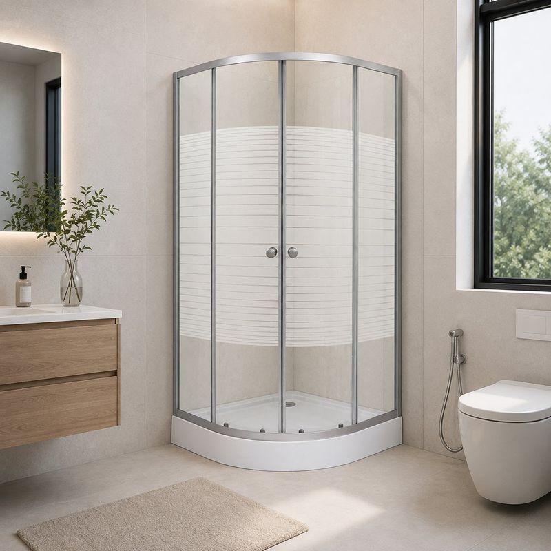 Cabina de Ducha Color Cromo 90 x 192 cm Diseño Curvo