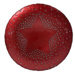 Plato Base de Vidrio con Diseño de Estrella de 33 x 33 Cm Color Rojo