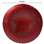 Plato Base de Vidrio con Diseño de Estrella de 33 x 33 Cm Color Rojo