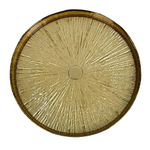 Plato Base de Vidrio con Borde Elevado Color Dorado 33 x 33 Cm