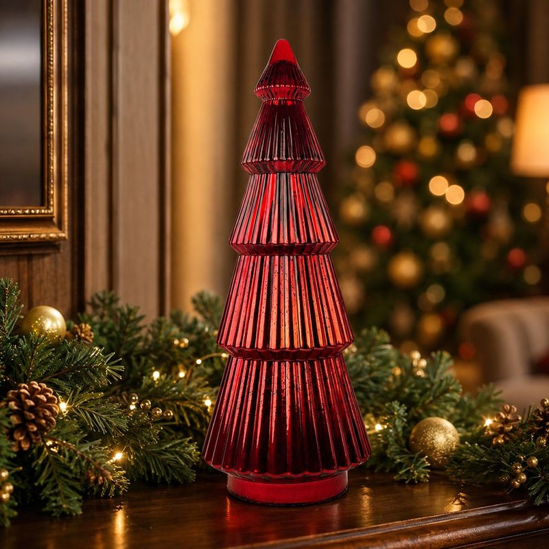 Árbol Decorativo de Vidrio de 54 Cm Color Rojo