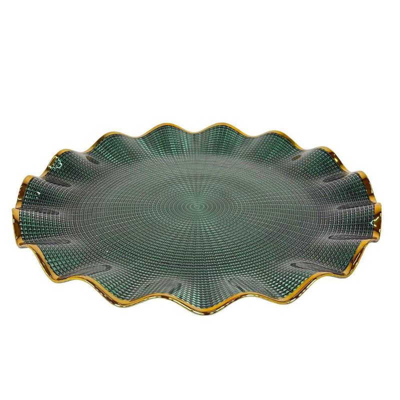 Plato Base de Vidrio Color Verde 33 x 33 Cm