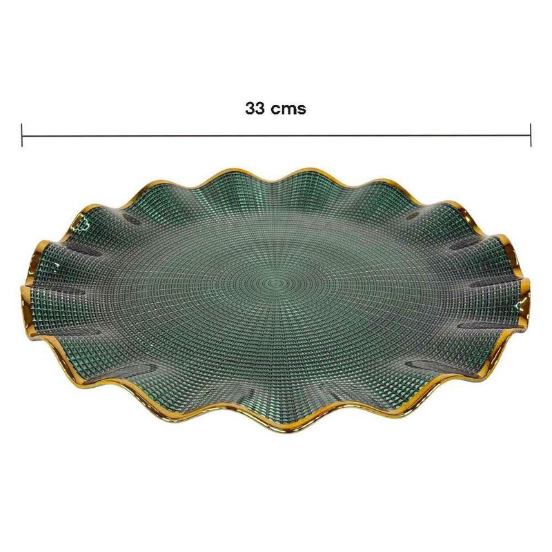 Plato Base de Vidrio Color Verde 33 x 33 Cm