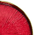 Plato Base de Vidrio con Borde Elevado Color Rojo 33 x 33 Cm