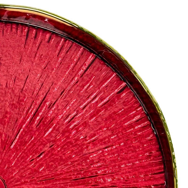 Plato Base de Vidrio con Borde Elevado Color Rojo 33 x 33 Cm