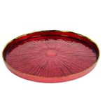 Plato Base de Vidrio con Borde Elevado Color Rojo 33 x 33 Cm