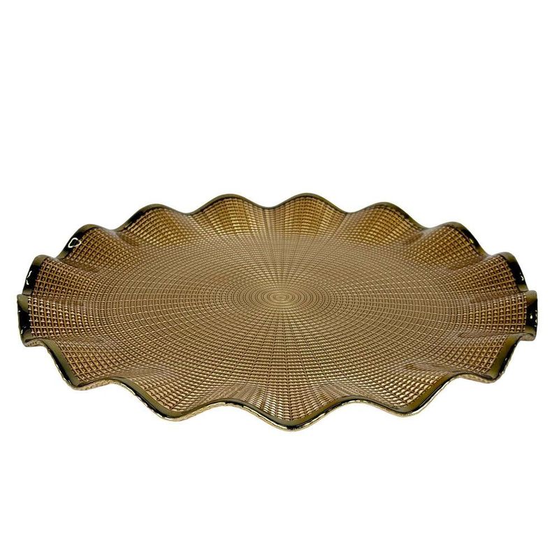 Plato Base de Vidrio Color Dorado de 33 x 33 Cm