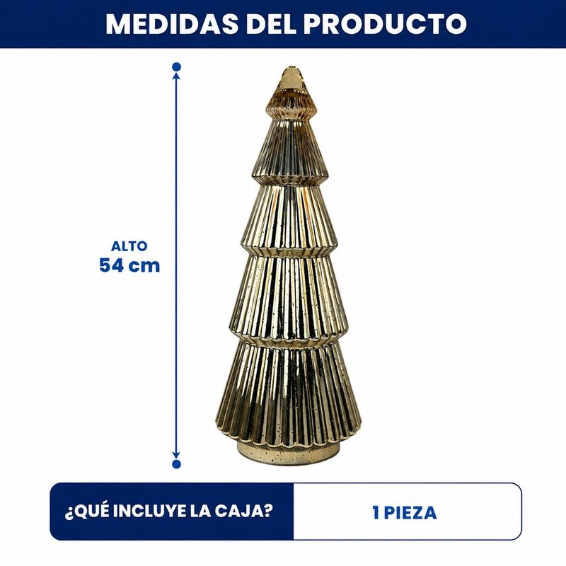 Árbol Decorativo de Vidrio de 54 Cm Color Dorado