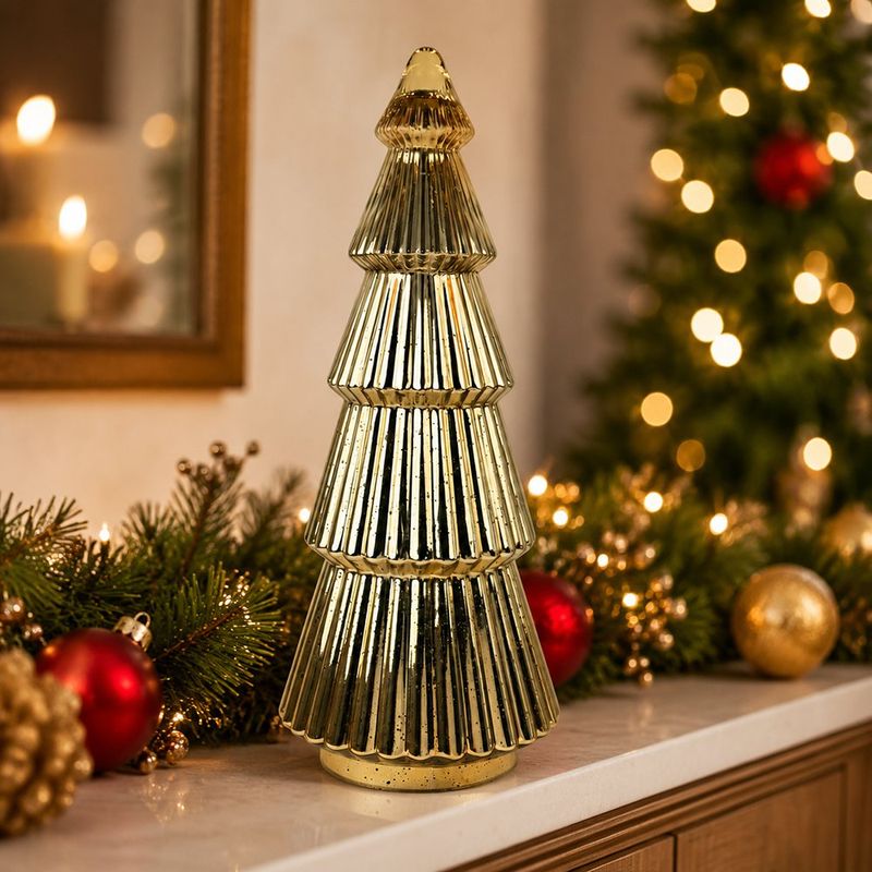 Árbol Decorativo de Vidrio de 54 Cm Color Dorado