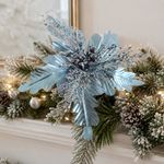 Pick Navideño de Pascua con Glitter 28 Cm Color Celeste Metálico