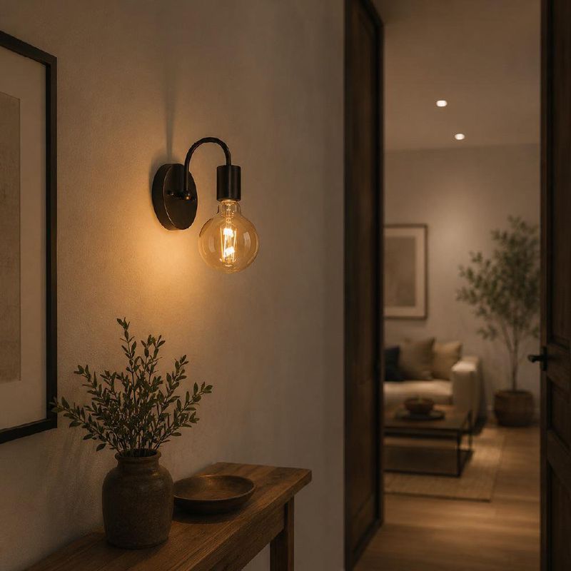 Lámpara de Pared de 1 Luz con Base E27 de hasta 60 W en Color Chocolate