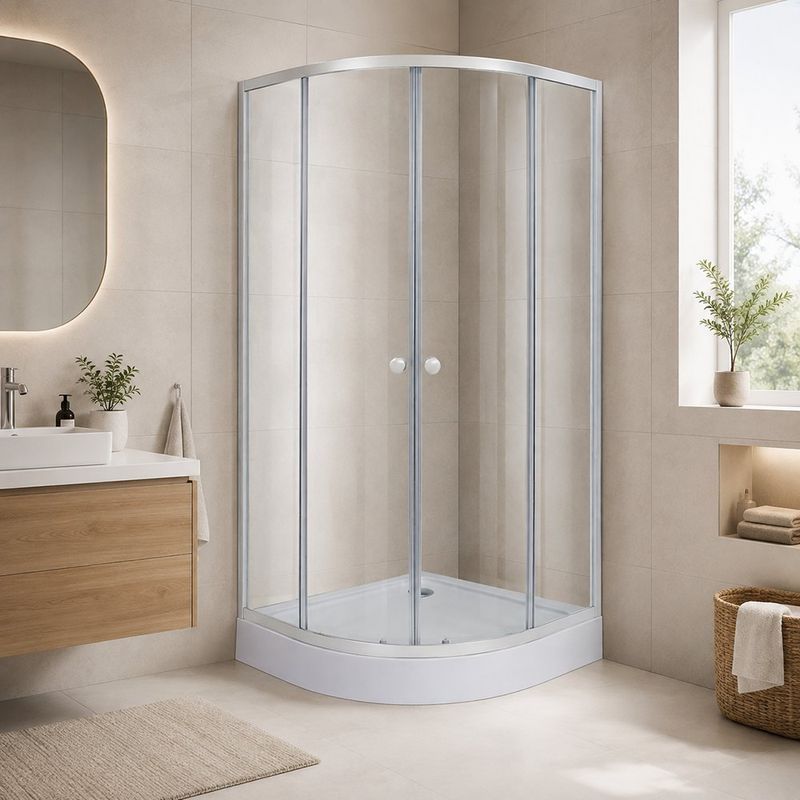 Cabina de Ducha Curva 90 x 192 Cm Natur Color Blanco