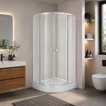 Cabina de Ducha Curva 90 x 192 Cm Natur Color Blanco