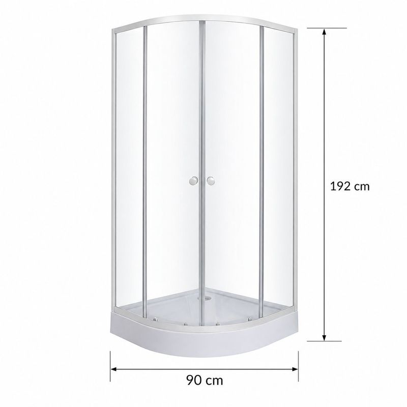 Cabina de Ducha Curva 90 x 192 Cm Natur Color Blanco