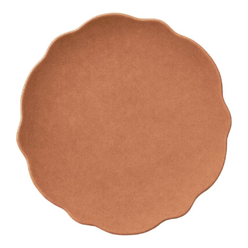 Plato de Postre de Melamina con Borde Ondulado 7.5 Plg Resistente para Mesa Color Caramelo
