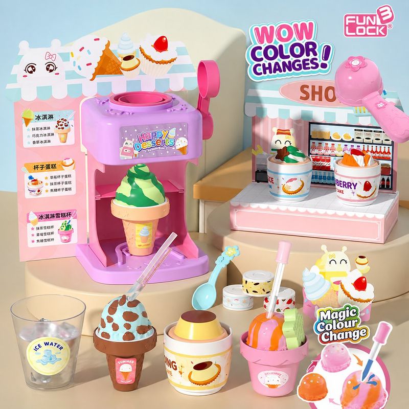 Set de Juego de Postres para Helados y Cupcakes con Cambio de Color
