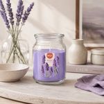 Vela Aromática Relaxing Lavender en Frasco de Vidrio Color Lila
