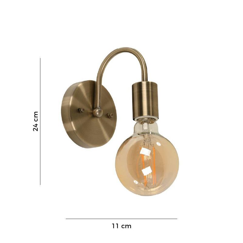 Lámpara de Pared de 1 Luz con Base E27 de hasta 60 W en Acabado Bronce Antiguo
