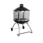Calentador de Ambiente para Exterior 28 Plg de Acero Porcelanizado con Tapa, Pantalla Antichispas y Ruedas