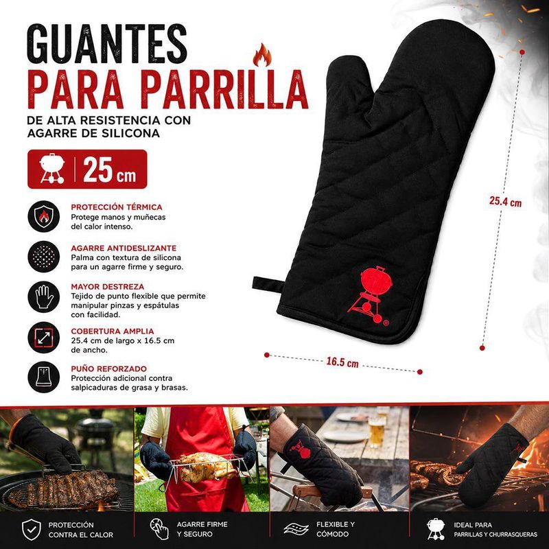 Guantes para Parrilla y Churrasquera de Alta Resistencia con Agarre de Silicona de 25 cm
