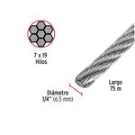 Cable Flexible de Acero 1/4 plg por Metro