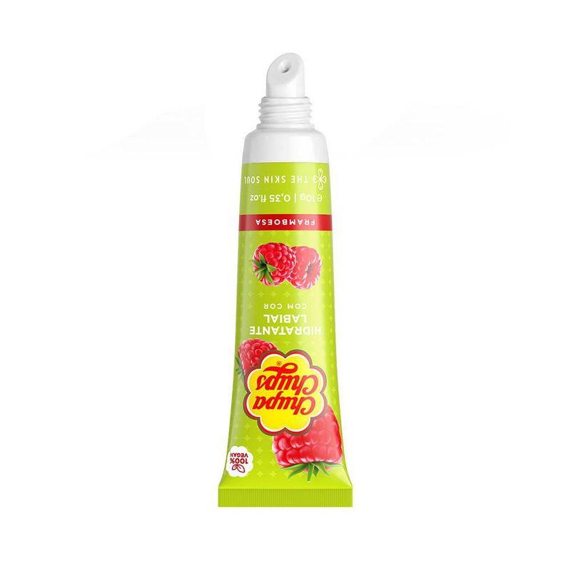 Bálsamo Labial Chupa Chups Frambuesa Hidratante con Color Rosado de 10 g