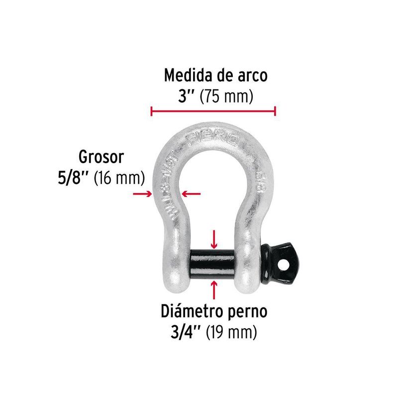 Grillete de Acero Forjado 5/8 plg
