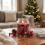 Vela Aromática en Frasco de Vidrio Aroma Merry Moments Canela, Jengibre y Manzana Color Rojo