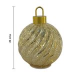 Esfera Navideña de 25 Cm Vidrio Texturizado con Luz LED para Decoración Dorada