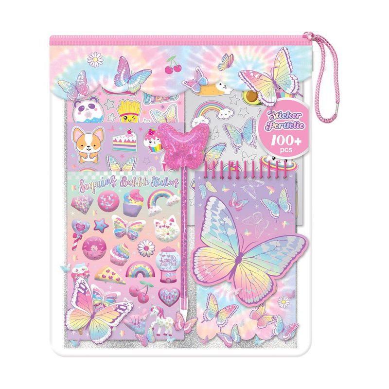 Portafolio de Stickers Temática de Mariposa con 100+ Piezas y Libreta