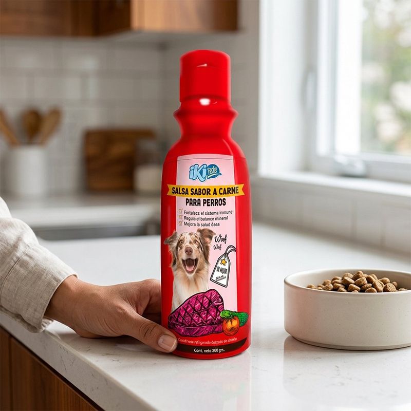 Salsa para Perros Sabor a Carne con Vitaminas y Minerales de 280 mL