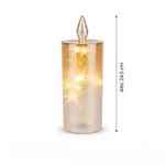 Vela LED Decorativa de Vidrio 24.5 Cm con Acabado Champán y Luces Integradas