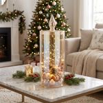 Vela LED Decorativa de Vidrio 24.5 Cm con Acabado Champán y Luces Integradas