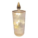 Vela LED Decorativa de Vidrio 24.5 Cm con Acabado Champán y Luces Integradas