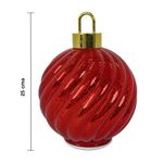 Esfera Navideña de 25 Cm Vidrio Texturizado con Luz LED para Decoración Roja